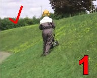 steep slope mowing step 1